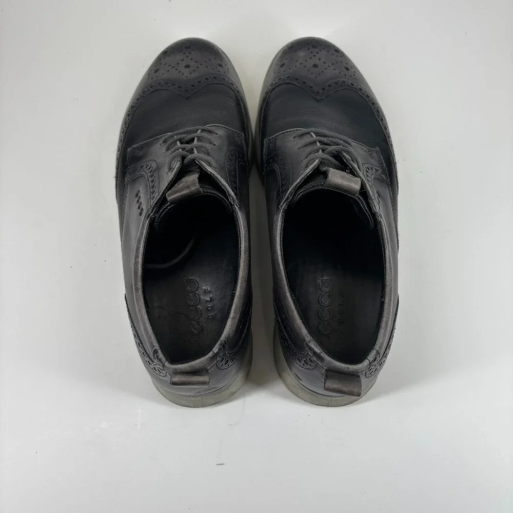 ECCO S-Classic Men's US 9 Magnet Leather Brogue Wingtip Spikeless‎ Golf Shoes